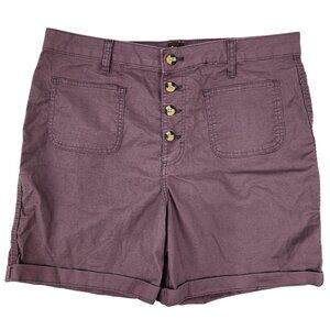 Lee Womens 16 34x7 Legendary Relaxed Fit Cotton Shorts Plum High Rise Button Fly
